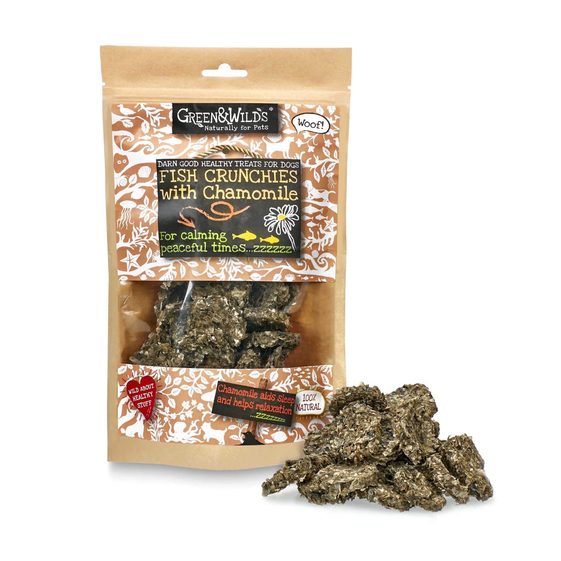 Fish Crunchies with Chamomile natural dog treats 100g by Green and Wilds