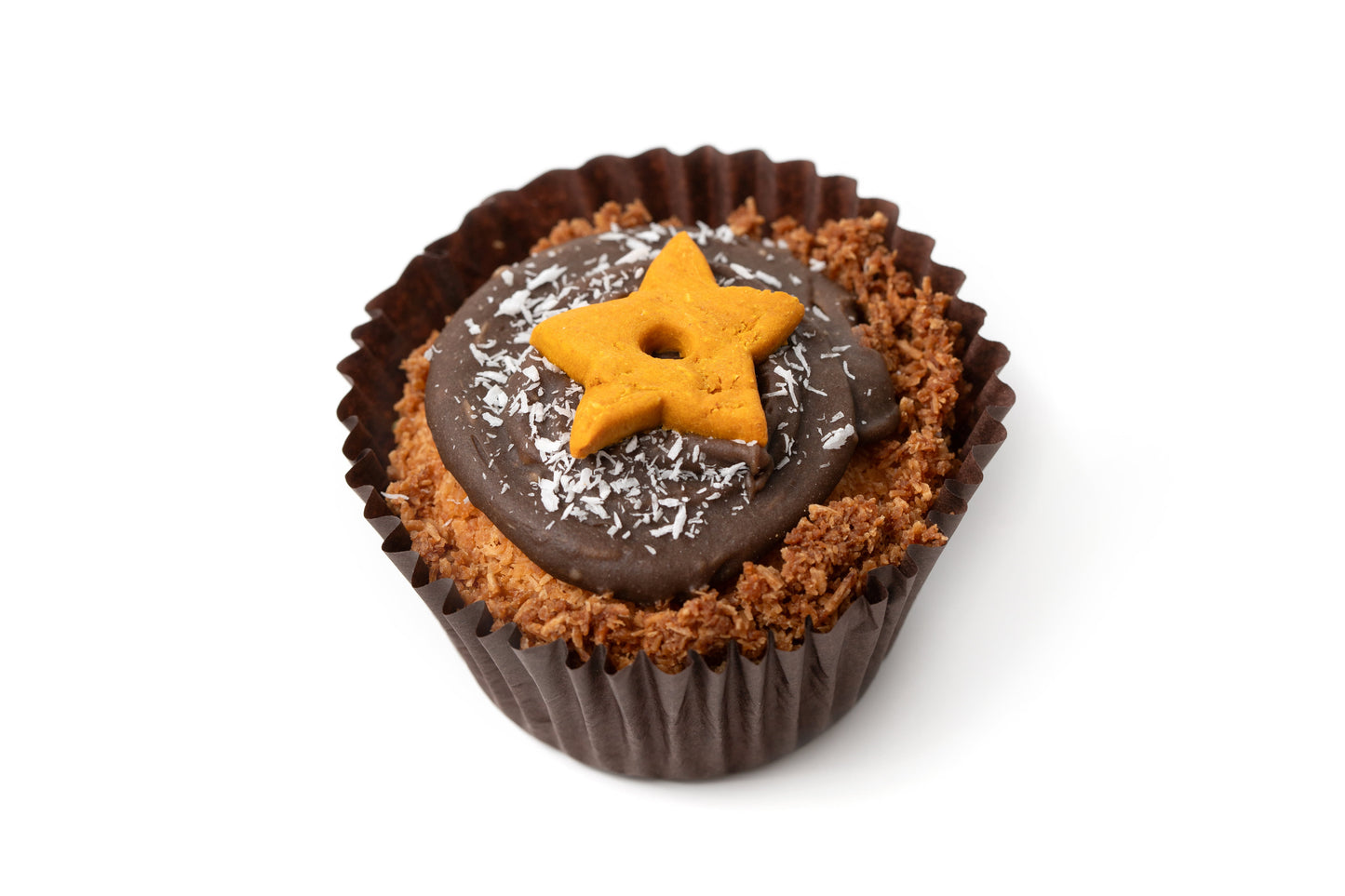 Luxury Pupcake — hand-decorated dog cupcake with carob frosting and star topping