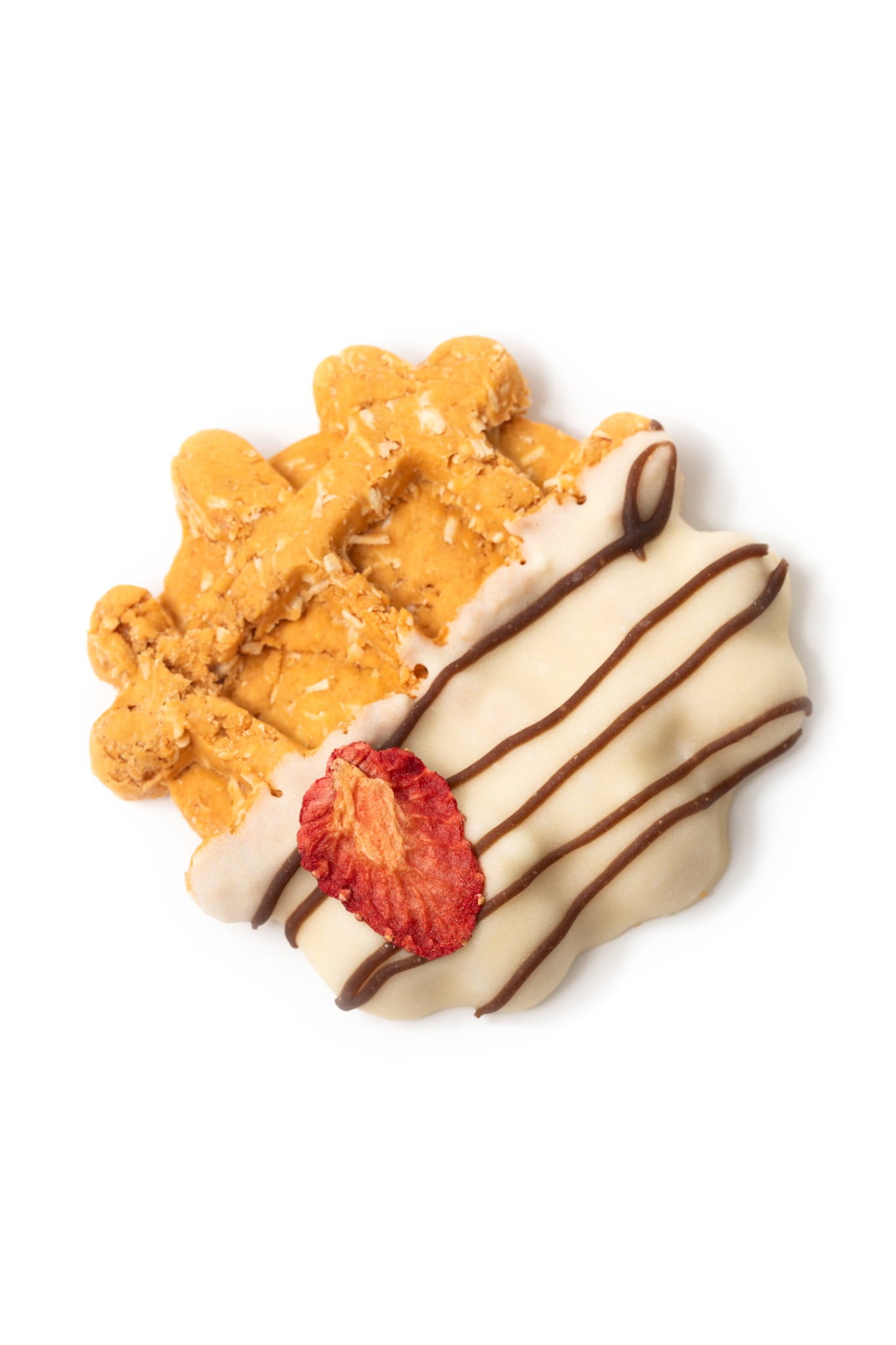 Doggy Waffles — hand-baked dog treat with peanut butter base, sugar-free icing and natural sprinkles